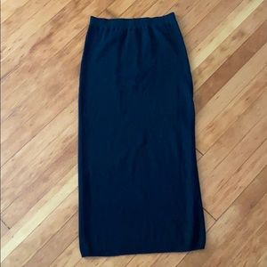 UO Black Knit Midi Pencil Skirt High Slit